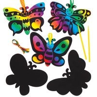 Butterfly Scratch Art Decorations (Pack of 10) Decoration Craft Kits
