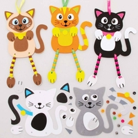 Cat Dangly Legs Decoration Kits (Pack of 5) Decoration Craft Kits 5 ribbon colours - Blue,  Green,  Pink,  Orange & Yellow
