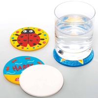 Ceramic Coasters (Pack of 6) Decoration Craft Kits,  Circular Design,  8.5cm Diameter,  Make & Create