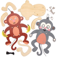 Cheeky Monkey Wooden Puppet Kits (Pack of 4) Art Craft Kits