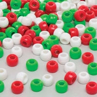 Christmas Beads Value Pack (Pack of 500) Christmas Craft Supplies Green,  Red & White