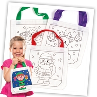 Christmas Colour-in Fabric Bags Bulk Pack (Pack of 30)