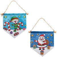 Christmas Colour-in Fabric Banners (Pack of 3) Festive Craft Activity,  Use Fabric Pens Or Paints