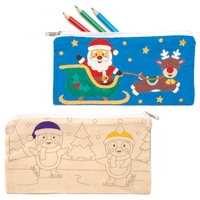 Christmas Colour-in Fabric Pencil Cases (Pack of 4)