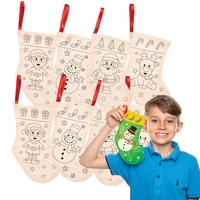 Christmas Colour-in Fabric Stockings Bulk Pack (Pack of 32)