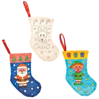Christmas Colour-in Fabric Stockings (Pack of 4)