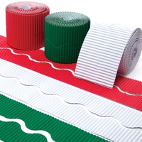 Christmas Corrugated Borders Value Pack (Pack of 3) Christmas Classroom Craft Supplies 3 assorted Christmas colours - White,  Green & Red