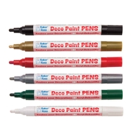 Christmas Deco Paint Pens (Pack of 6) Christmas Craft Supplies 6 assorted colours - Gold,  Silver,  Red,  Dark Green,  White & Black