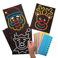 Christmas Dotty Art (Pack of 8) Christmas Crafts 7 assorted dot colours - Yellow,  Purple,  Orange,  Blue,  Pink,  Red & Green