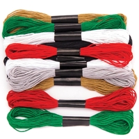 Christmas Embroidery Thread Value Pack (Pack of 12) Christmas Crafts 6 assorted colours - White,  Black,  Silver,  Gold,  Red & Green