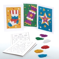 Christmas Glitter Art Greeting Card Kits (Pack of 6) Christmas Crafts 6 assorted glitter colours - Purple,  Red,  Blue,  Green,  Gold & Silver