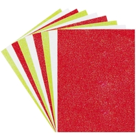 Christmas Glitter Felt Sheets (Pack of 10) Christmas Craft Supplies 3 assorted glitter colours - Red,  Green & White