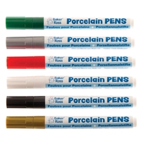 Christmas Porcelain Paint Pens (Pack of 6) Christmas Craft Supplies 6 assorted Christmas colours - Gold,  Silver,  Red,  Dark Green,  Black & White