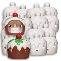 Christmas Pudding Ceramic Tealight Holders Bulk Pack (Box of 30)