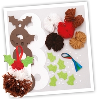 Christmas Pudding Pom Pom Decoration Kits Bulk Pack (Pack of 30)