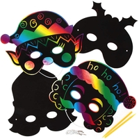 Christmas Scratch Art Wearable Masks (Pack of 8) Tools Included,  Fun Craft Activity For Kids