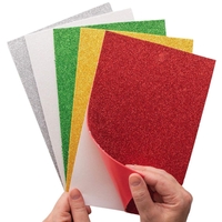 Christmas Self-Adhesive Glitter Foam Sheets (Pack of 10) Christmas Craft Supplies 5 assorted colours - Red,  Green,  Gold,  Silver & white