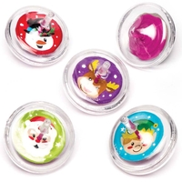 Christmas Spinning Tops (Pack of 8) Christmas Toys 4 assorted colours - Green,  Red,  Purple & Blue