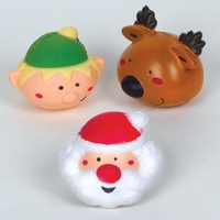 Christmas Squeeze Balls (Pack of 4) Christmas Toys,  Foam,  4 Assorted Designs,  7cm Diameter