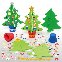 Christmas Tree Kits (Pack of 4) Christmas Crafts 2 assorted colours - Light Green & Dark Green
