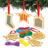 Christmas Wooden Decoration Cross Stitch Kits (Pack of 6) Christmas Crafts 6 assorted thread colours - Red,  Green,  Blue,  Purple,  Yellow and Orange