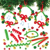 Christmas Wreath Jingle Bell Decoration Kits (Pack of 5) Christmas Crafts 3 assorted bell colours - Gold,  Red & Green