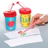 Colour-in Bendy Straw Cups (Pack of 3) Party Tableware Red,  Blue & Yellow lids