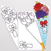 Colour-in Card Flower Bouquets (Pack of 10) Decoration Craft Kits