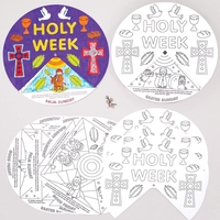 Colour-in Holy Week Story Wheel Kits (Pack of 5) Easter Crafts For Kids,  Pre-Printed Card & Split Pins Included,  Educational Crafts