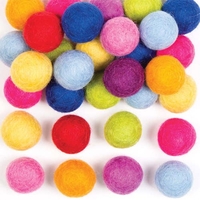 Coloured Felt Balls (Pack of 50) Craft Embellishments 10 assorted colours - Green,  Yellow,  Dark Blue,  Light Blue,  Purple,  Lilac,  Orange,  Dark Orange,  Red & Bright Pink