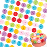 Coloured Stick-on Buttons (Pack of 112) Craft Embellishments 7 assorted colours - Red,  Orange,  Green,  Yellow,  Blue,  Pink & Purple