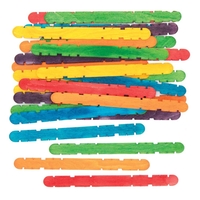Coloured Wooden Construction Sticks (Pack of 200) Natural Craft Materials 6 assorted colours - Purple,  Red,  Yellow,  Green,  Orange & Blue
