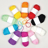 Coloured Wool Value Pack (Pack of 10) Natural Craft Materials 10 assorted colours - Orange,  Blue,  Yellow,  Red,  Pink,  Green,  Purple,  Magenta,  Black and White