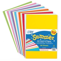 Craft Card & Paper - 100 sheets Coloured Card & Paper: 50 of each in assorted bright shades. Size A4. 80gsm paper,  220gsm card