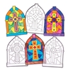 Cross Stained Glass Window Decorations (Pack of 12) Easter Religious Crafts For Kids,  11.5cm x 16.5cm