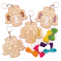 Cross Stitch Angel Keyrings - 5 Keyring Kits For Kids. Angel Crafts. Size 9m.