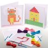 Cross Stitch Greeting Card Kits (Pack of 6) Sewing & Weaving Craft Kits,  8 Assorted Colours,  Plastic Needle & Thread Included