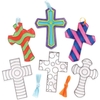 Cross Suncatcher Decorations (Pack of 10) Decoration Craft Kits 2 assorted ribbon colours - Blue & Orange