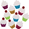 Cupcake Glitter Foam Stickers (Pack of 100) Stickers 5 assorted cupcake colours - Blue,  Purple,  Yellow,  Pink & Green