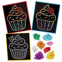 Cupcake Sequin Craft Picture Kits (Pack of 5) Craft Kits For Kids 8 sequin colours - Purple,  Yellow,  Red,  Pink,  Blue,  Orange,  Green & Silver