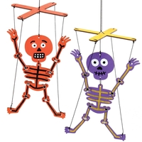 Dancing Skeleton Wooden Marionette Kits (Pack of 3) Halloween Crafts