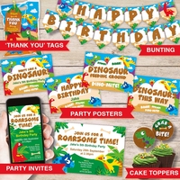 Dinosaur Editable Printables Party Bundle (Download)