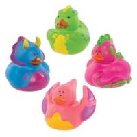 Dinosaur Rubber Ducks (Pack of 8) Soft & Sensory Toys 4 assorted colours - Blue,  Pink,  Purple & Green