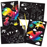 Dinosaur Scratch Art Pictures (Pack of 8) Rainbow Colour,  Decorate & Personalise,  Tools Included