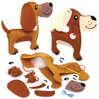Dog Cushion Sewing Kits (Pack of 2) Sewing & Weaving Craft Kits 2 ribbon colours - Red & Blue
