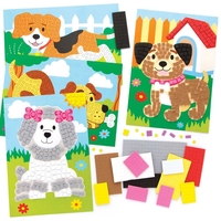 Dog Mosaic Picture Kits (Pack of 4) Craft Kits For Kids