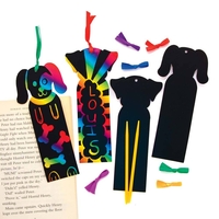 Dog Scratch Art Bookmarks (Pack of 12) Decorate & Personalise,  Rainbow Colours,  Tools Included