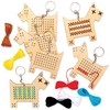 Dog Wooden Cross Stitch Keyring Kits (Pack of 5) Sewing & Weaving Craft Kits 6 assorted thread colours - Brown,  Black,  White,  Blue,  Red & Yellow