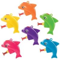 Dolphin Mini Water Pistols (Pack of 6) Pocket Money Toys 6 assorted colours - Purple,  Blue,  Green,  Pink,  Orange & Yellow