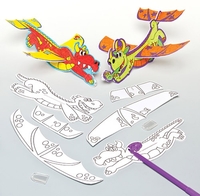 Dragon Colour In Gliders - 8 Paper Covered Toy Gliders. Dragon Foam Gliders. Size 18cm.